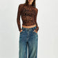 FREE PEOPLE TOPS Charlie Printed Mesh Top