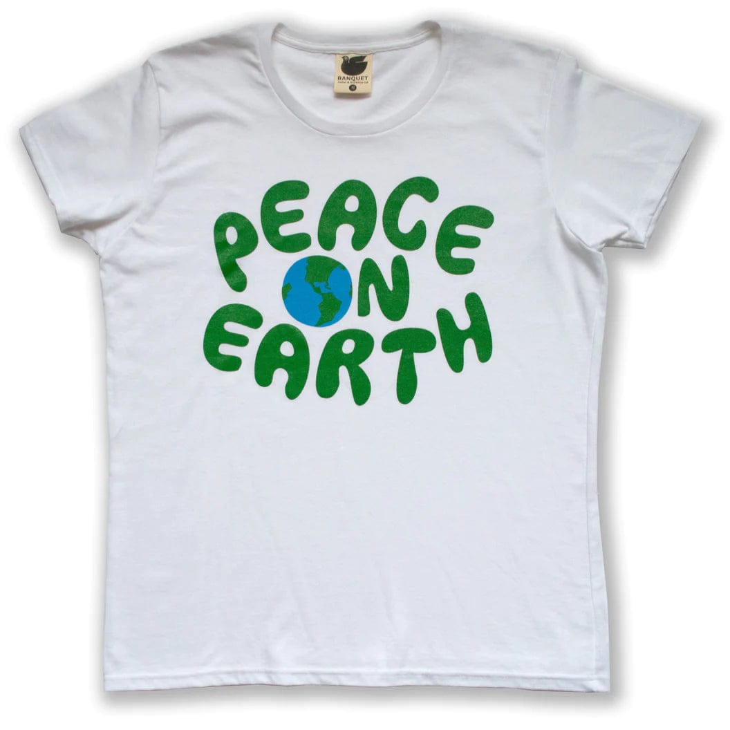 BANQUET TOPS White / S Peace On Earth Tee