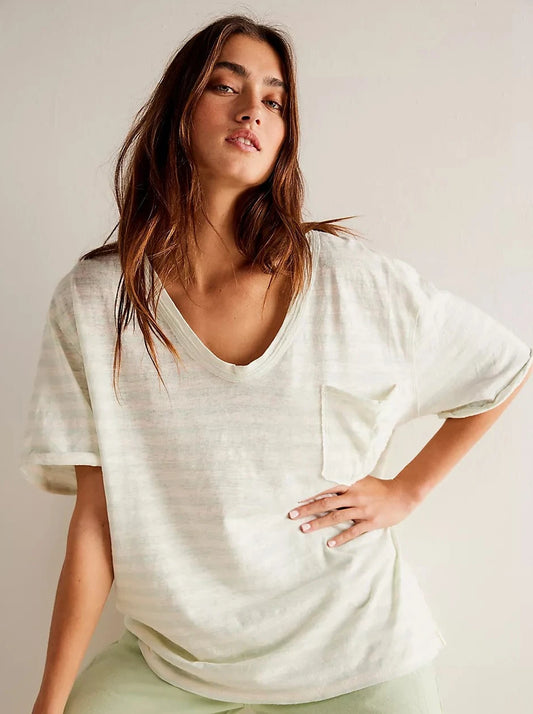 TOPS - FREE PEOPLE - Stripe All I Need Tee - Nagel wereld