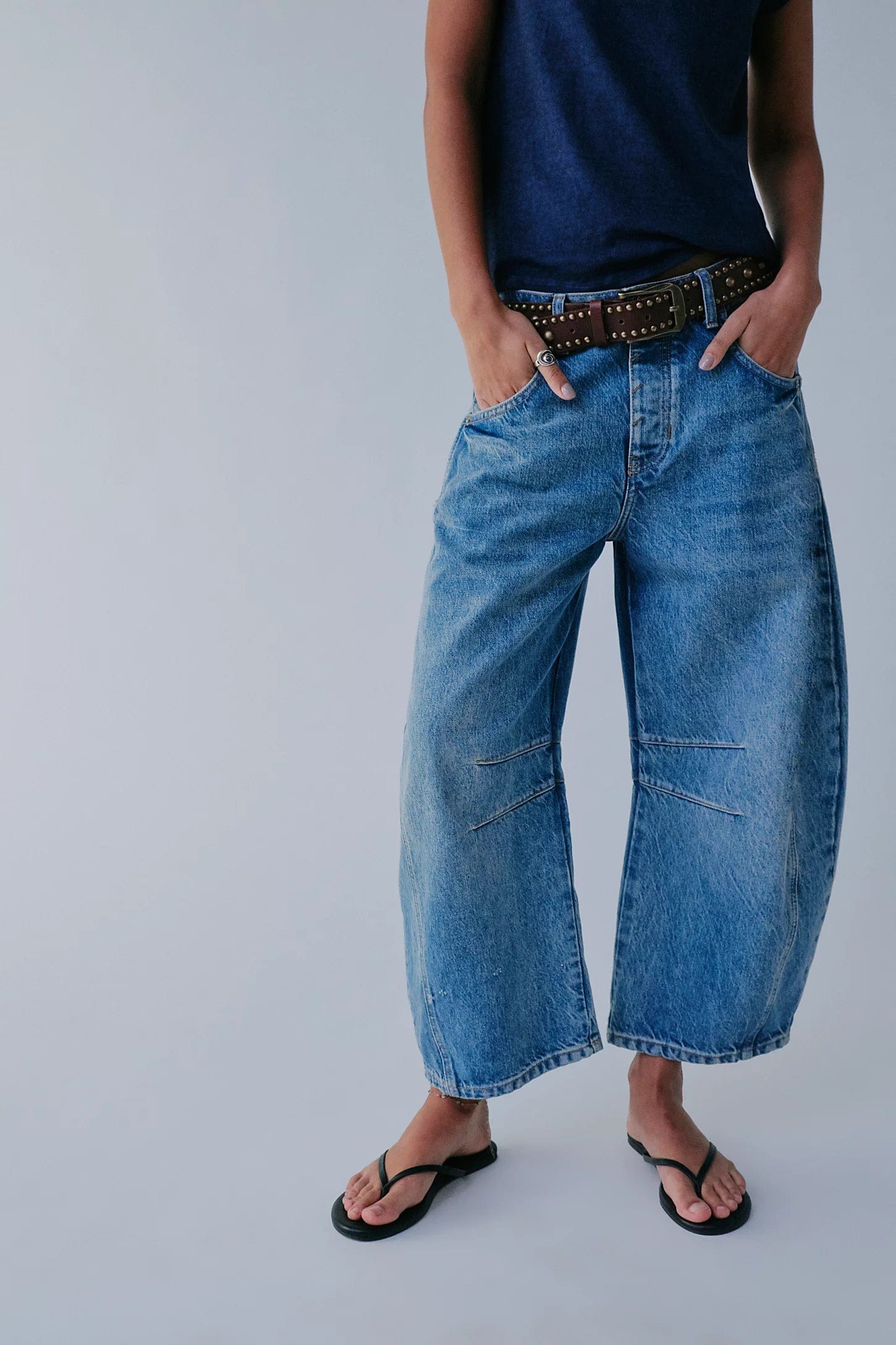 denim - FREE PEOPLE - Good Luck Mid Rise Barrel Jean - Nagel wereld