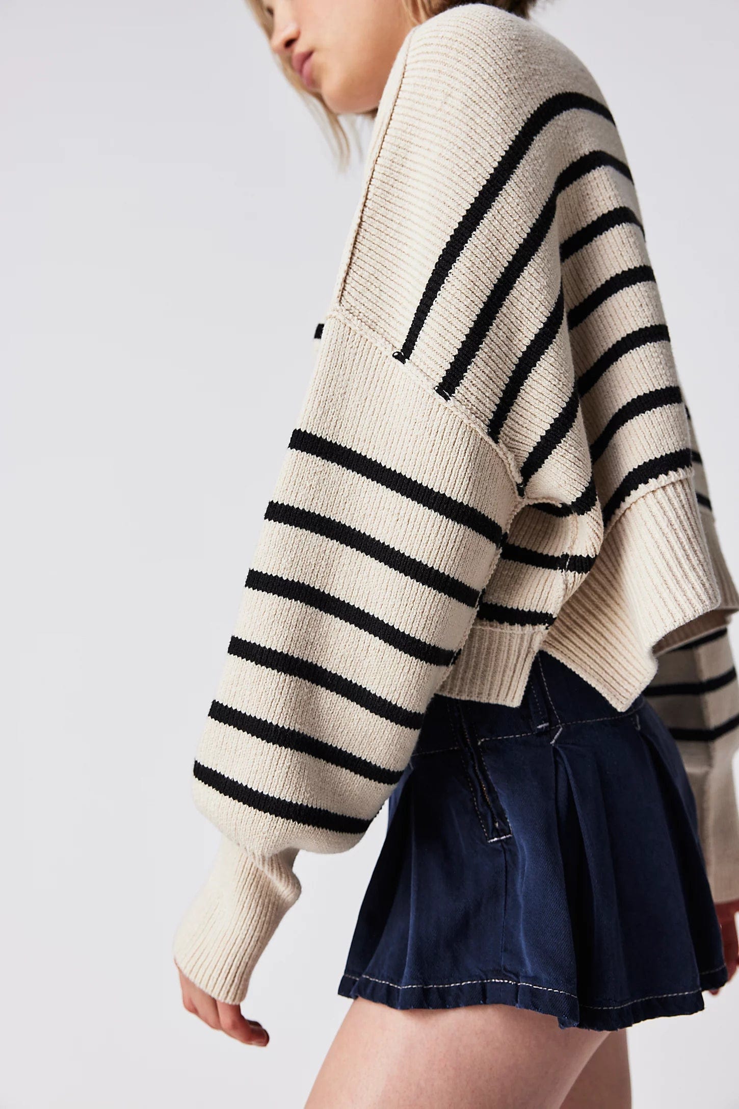 Sweater - FREE PEOPLE - Stripe Easy Street Crop Pullover - Nagel wereld